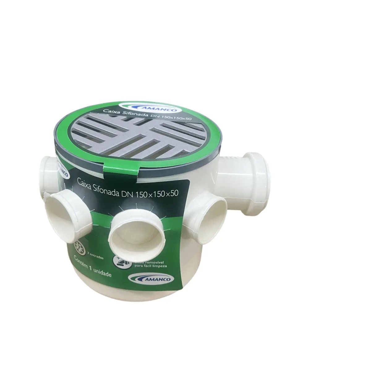Caixa Sifonada esgoto N33 Redonda Aluminio 150X150X50 Amanco