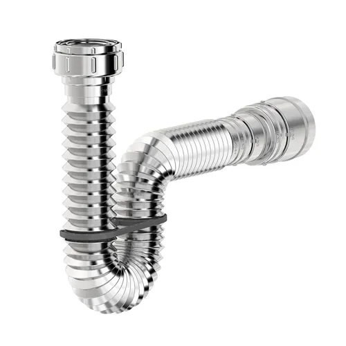 Sifão Tubo Extensível 0,74 m Cromado c/ Suporte e Canopla