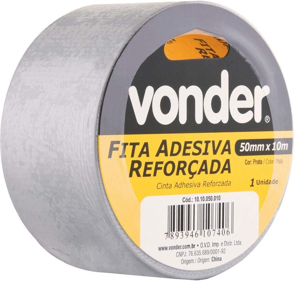 Vonder, Fita Adesiva Reforçada, 50 Mm X 25 M Prata.