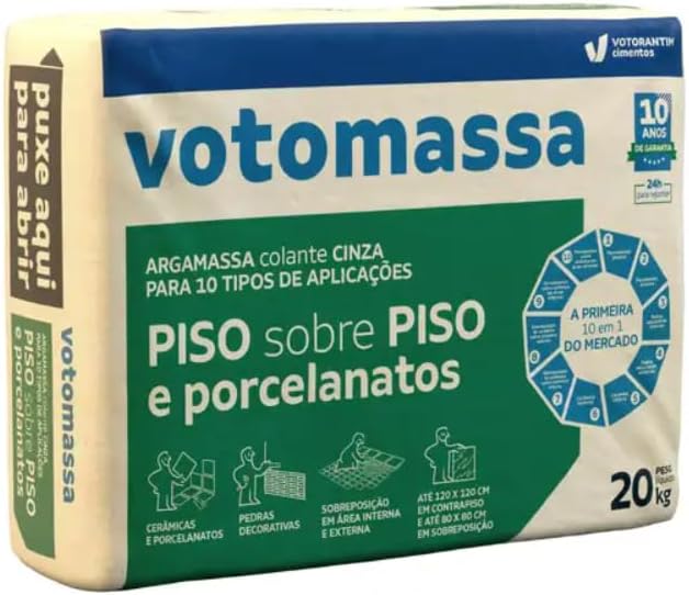 Argamassa Porcelanato Cinza 20kg Piso Sobre Piso Interno e Externo Votomassa