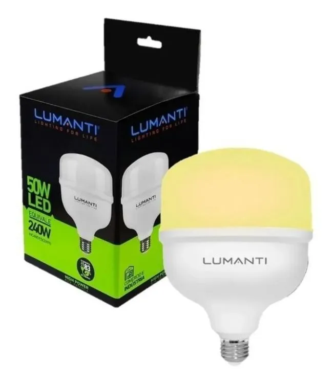 Lâmpada LED 50W E27 Bivolt Branco Quente 3000K para Grandes Áreas