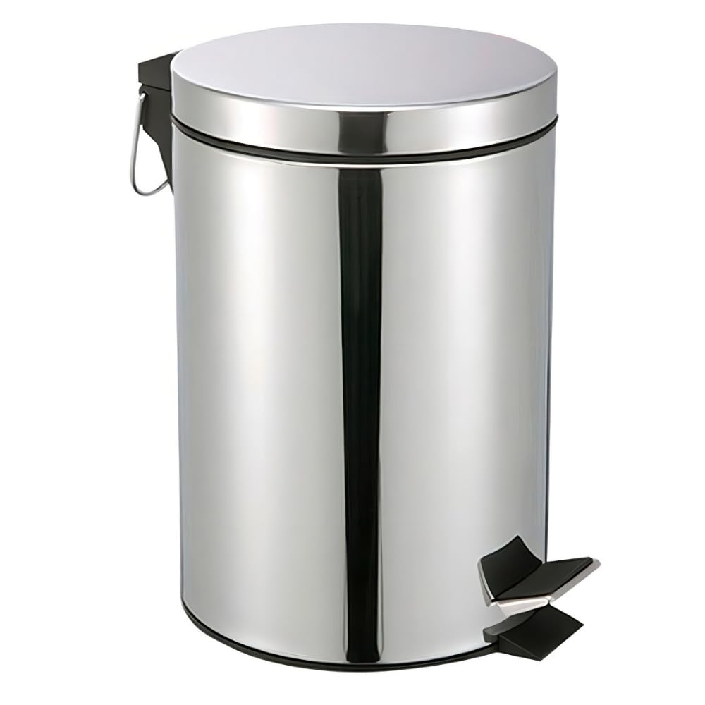Lixeira de Aço Inox 5 Litros com Pedal Antiderrapante Balde Removível Alça para Transporte Ideal para Cozinha Banheiro Escritório Premium